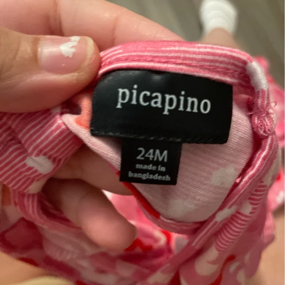 Picapino Baby Girl Short Sleeve Pink And Red Heart Pattern Dress size 24M - Picture 4 of 4